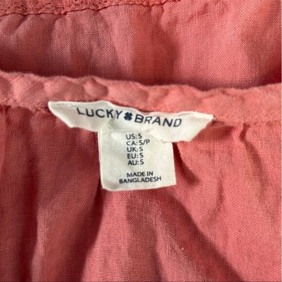 Lucky Brand Pink Linen Tiered Babydoll Mini Dress Small - Picture 9 of 12
